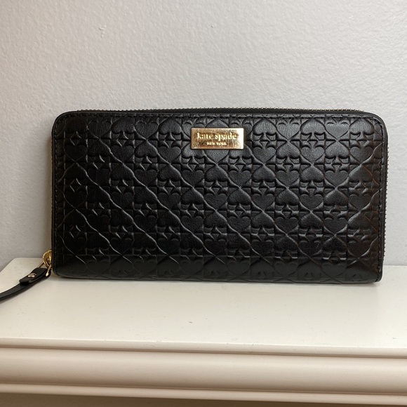 EUC Kate Spade long wallet with stamped spades in leather - Picture 1 of 6